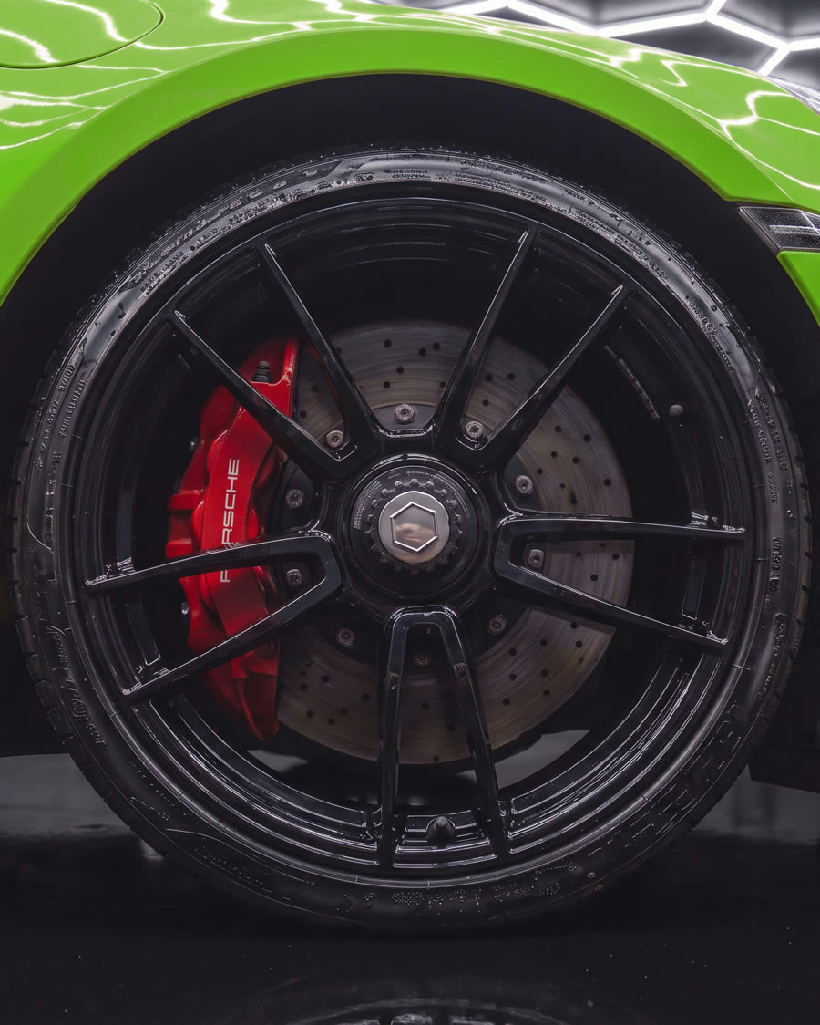 Clean wheel and red brake caliper